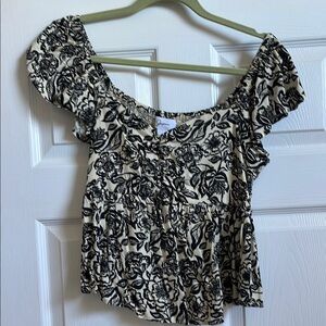 Floral Black and Cream Women's Top